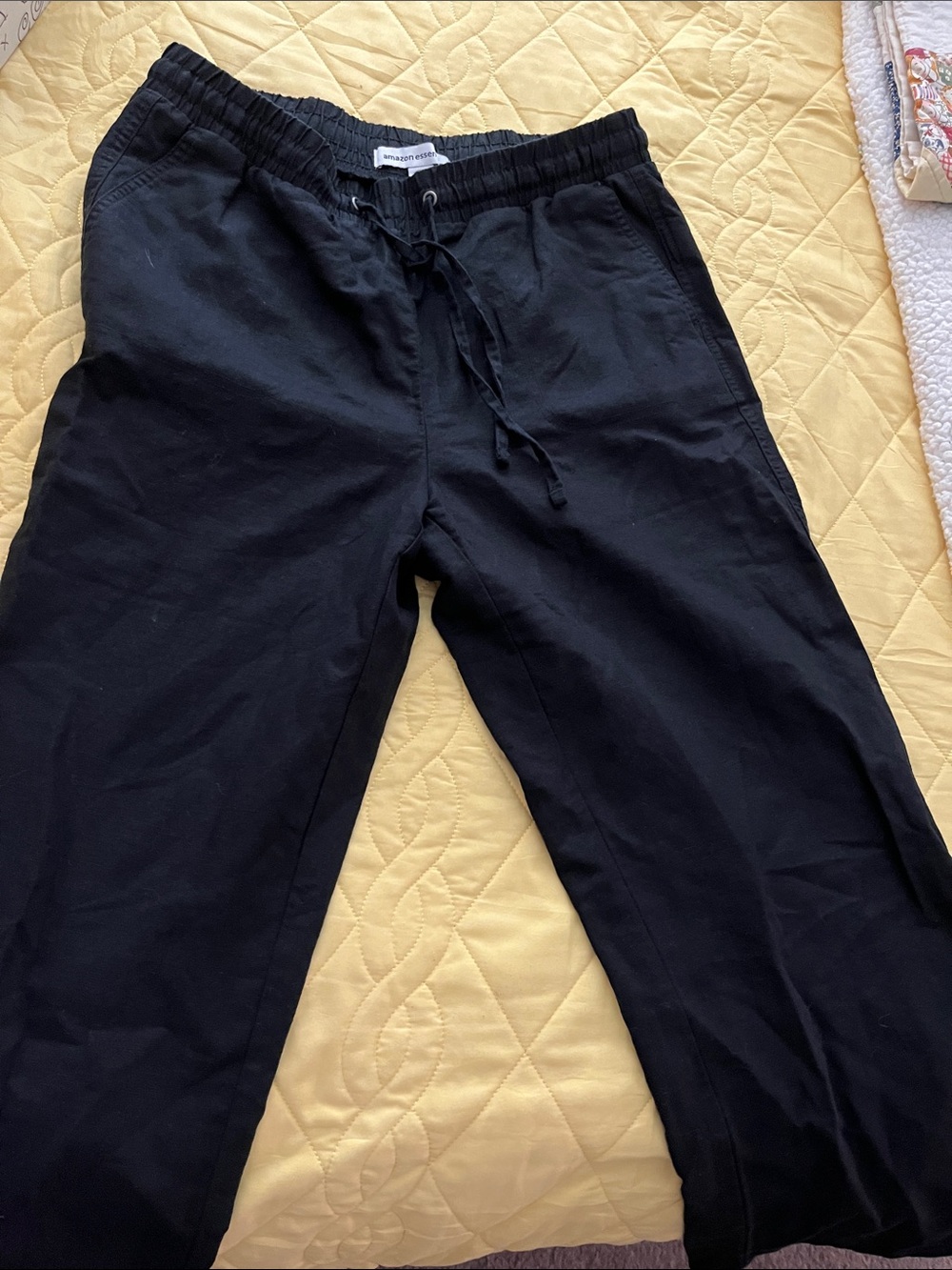 Pull on  drawstring linen/cotton black pants